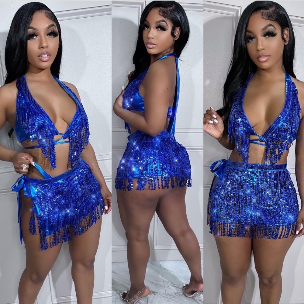 Royal Blue Festival Sequin 3-Piece Set